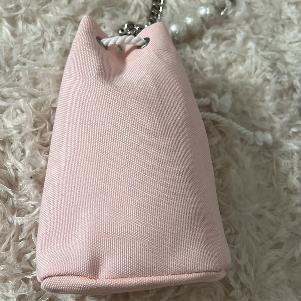 New! Dior Beauty Drawstring Pink Pouch with Crossbody Strap and Charm - Picture 8 of 15